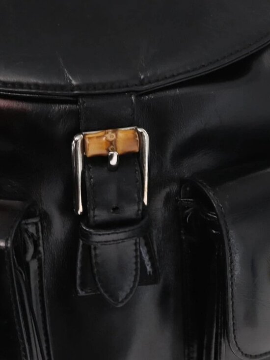 GUCCI Bamboo Backpack Enamel Black Silver 003 2058 0016 Auth 158076 main image 7